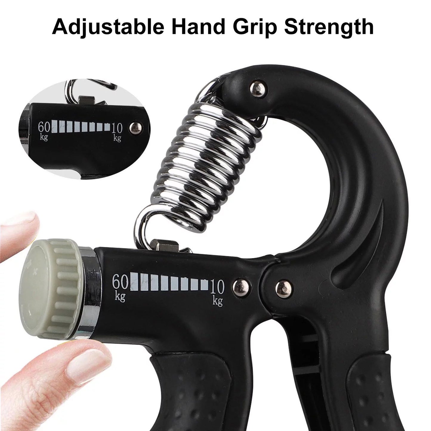 Hand Grip Strengthener, Hand Squeezer Exerciser Adjustable Resistance 22-132Lbs for Forearm Finger Train, Black