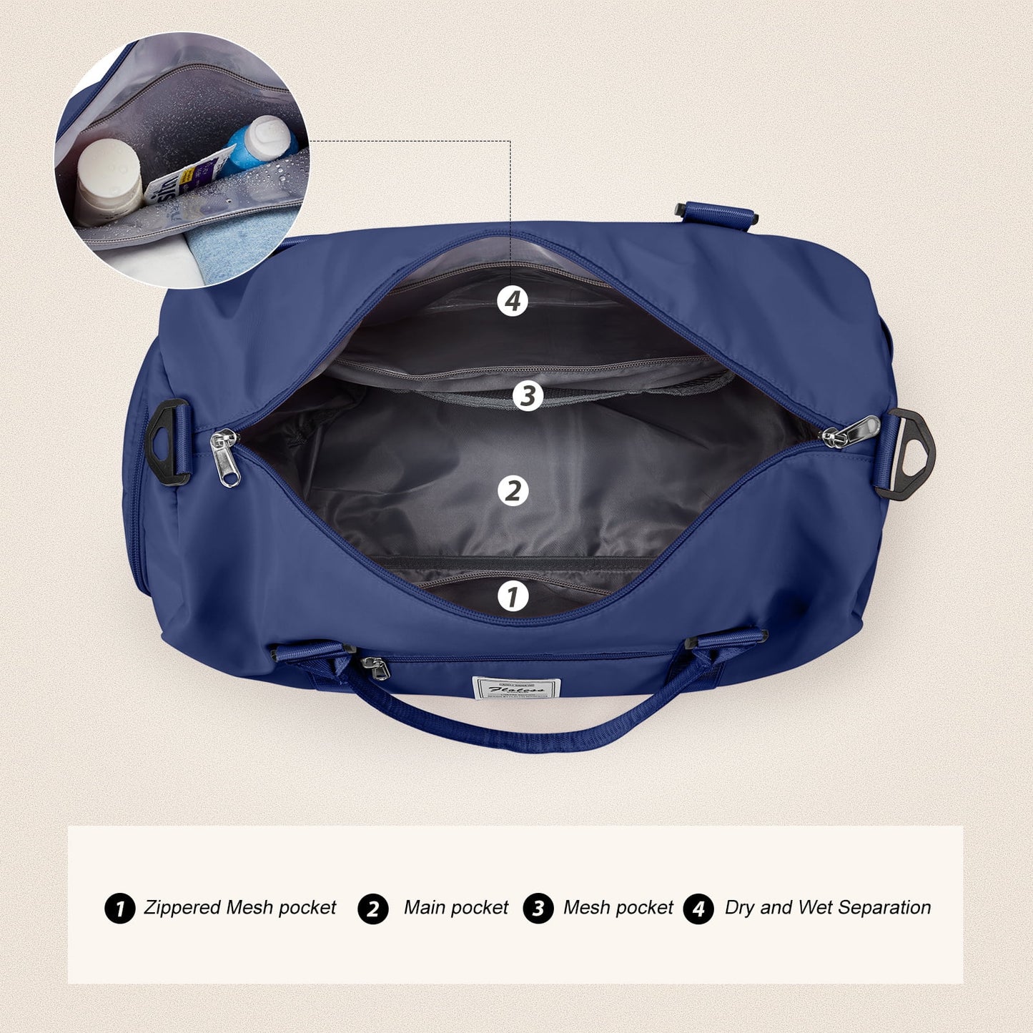 Gym Bag for Women Men with Wet Pocket, Travel Duffle Bag Sport Gym Tote Bag with Shoe Compartment, Carry on Overnight Bag Hospital Bag Black