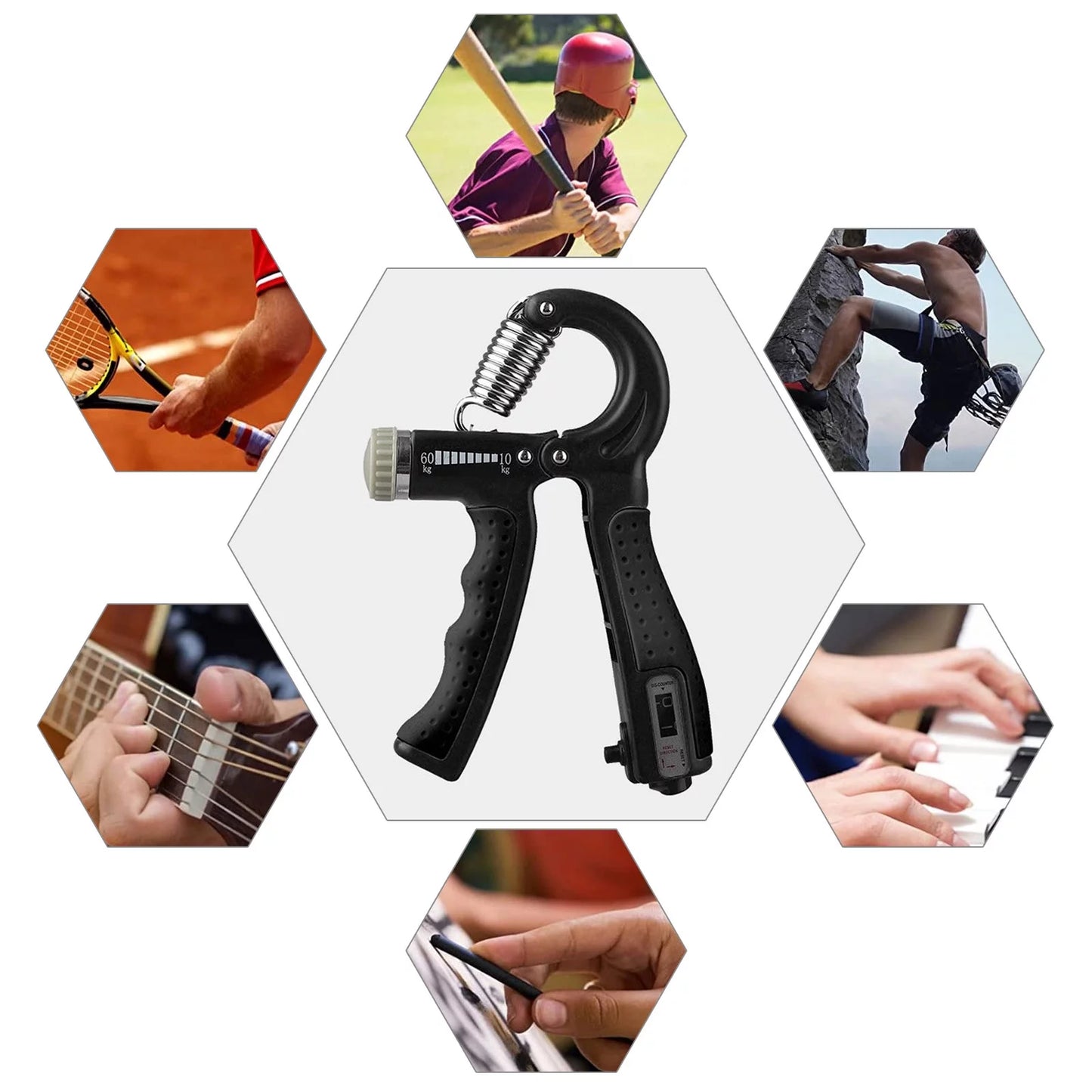 Hand Grip Strengthener, Hand Squeezer Exerciser Adjustable Resistance 22-132Lbs for Forearm Finger Train, Black