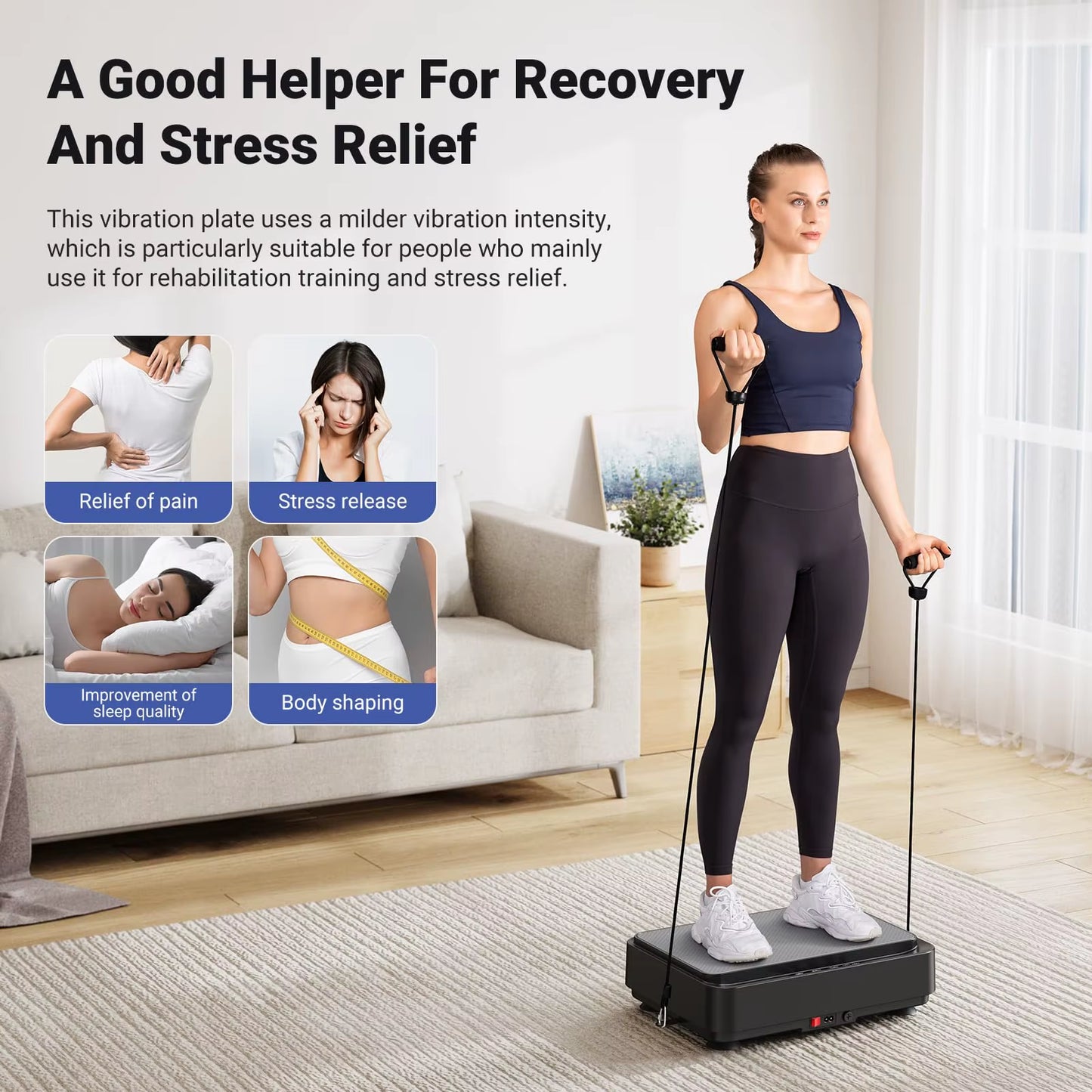 Vibration Plate Exercise Machine Vibration Plate for Lymphatic Drainage Relieve Pain Help Sleep Fat Burning Weight Loss