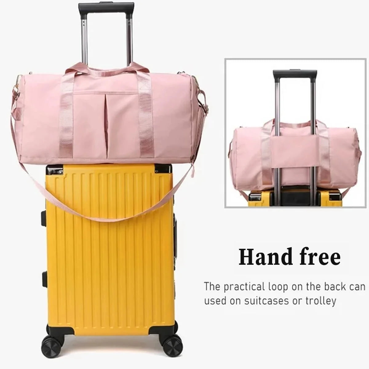 Gym Bag,Travel Duffel Bag ,Sport Gym Tote Bags Swimming Yoga,Waterproof Weekend Overnight Bag,Carry on Bag,Personal Item Travel Bag,Workout Dance Bag for Men & Women,Pink