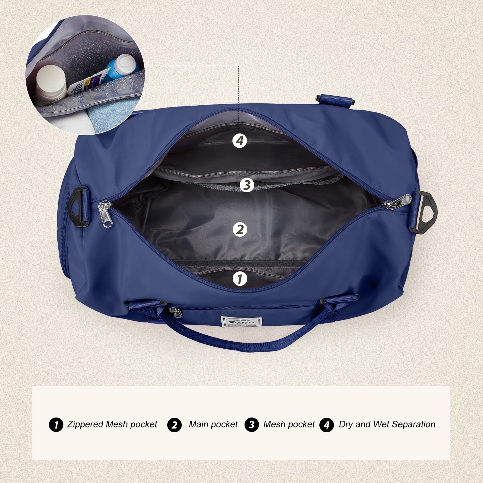 Gym Bag for Women Men with Wet Pocket, Travel Duffle Bag Sport Gym Tote Bag with Shoe Compartment, Carry on Overnight Bag Hospital Bag Black