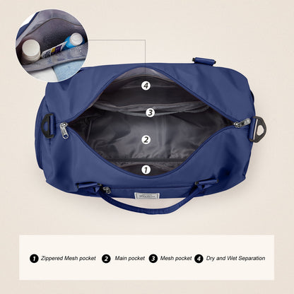 Gym Bag for Women Men with Wet Pocket, Travel Duffle Bag Sport Gym Tote Bag with Shoe Compartment, Carry on Overnight Bag Hospital Bag Black