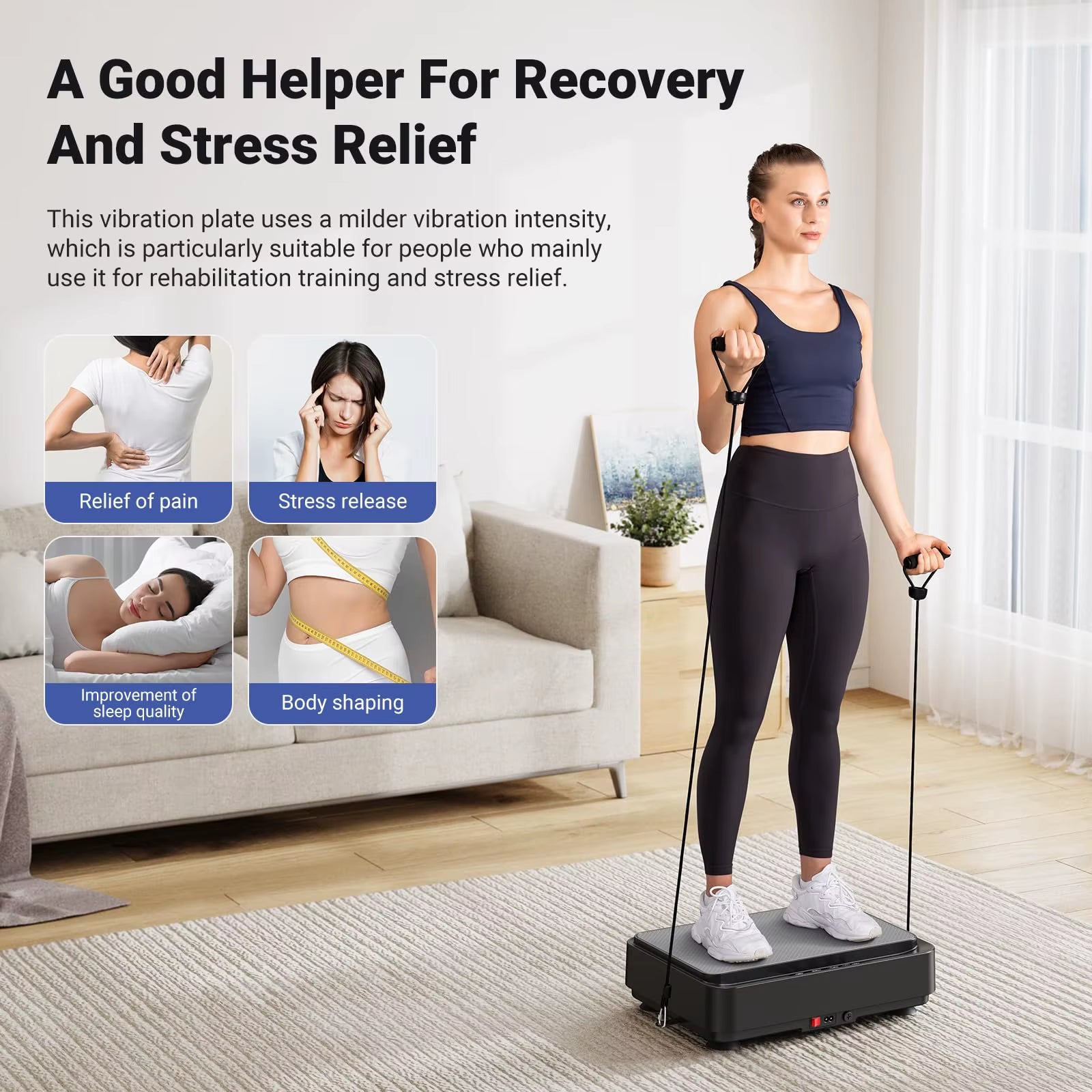 Vibration Plate Exercise Machine Vibration Plate for Lymphatic Drainage Relieve Pain Help Sleep Fat Burning Weight Loss