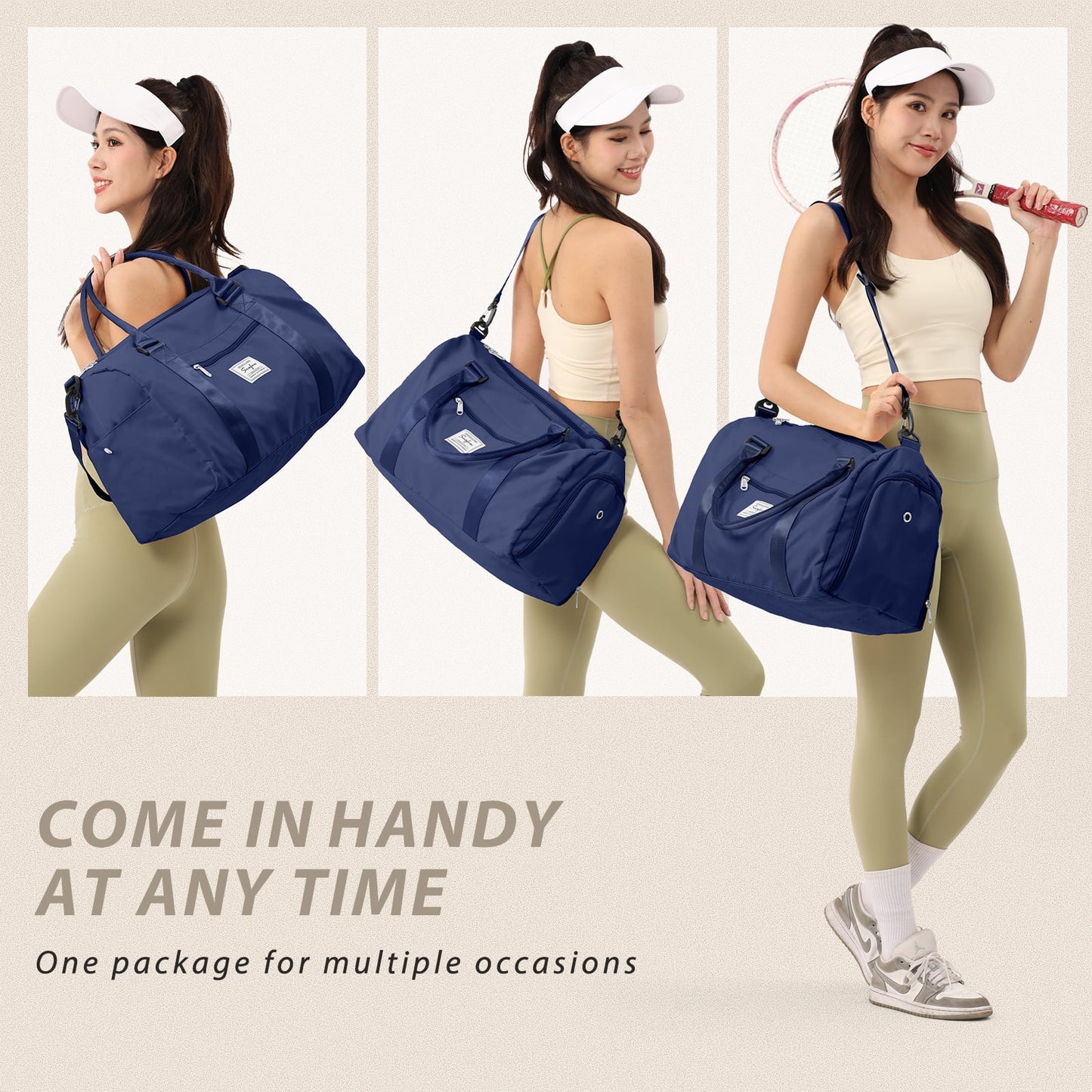 Gym Bag for Women Men with Wet Pocket, Travel Duffle Bag Sport Gym Tote Bag with Shoe Compartment, Carry on Overnight Bag Hospital Bag Black