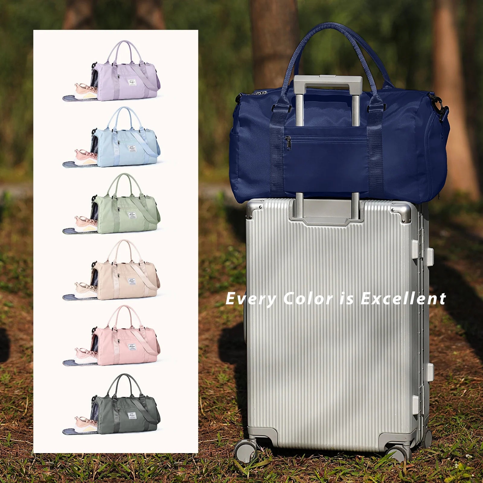 Gym Bag for Women Men with Wet Pocket, Travel Duffle Bag Sport Gym Tote Bag with Shoe Compartment, Carry on Overnight Bag Hospital Bag Black